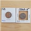 Image 1 : 1928 + 1929 canada 5 cents