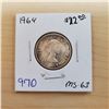 Image 1 : 1964 canada 25 cents ms-63