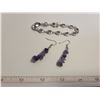 Image 1 : Amethyst earrings and purple bracelet