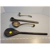 Image 1 : very old spoons - 1 silver 5 hallmarks, 3 hand carved