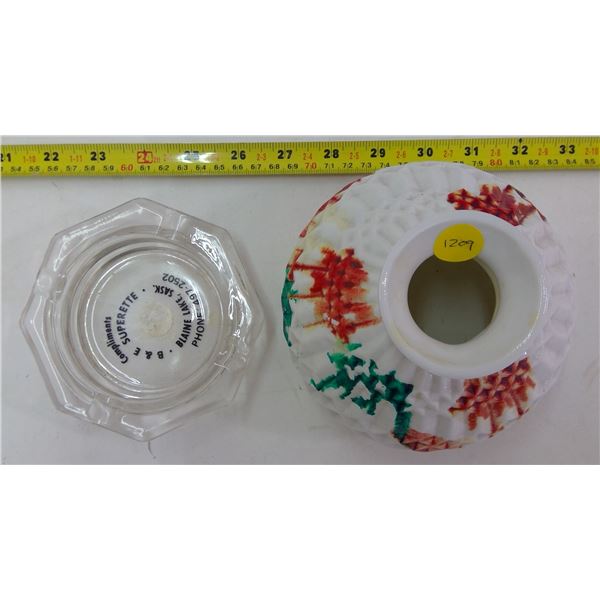 SK Advertising Glass Ashtray & Lampshade