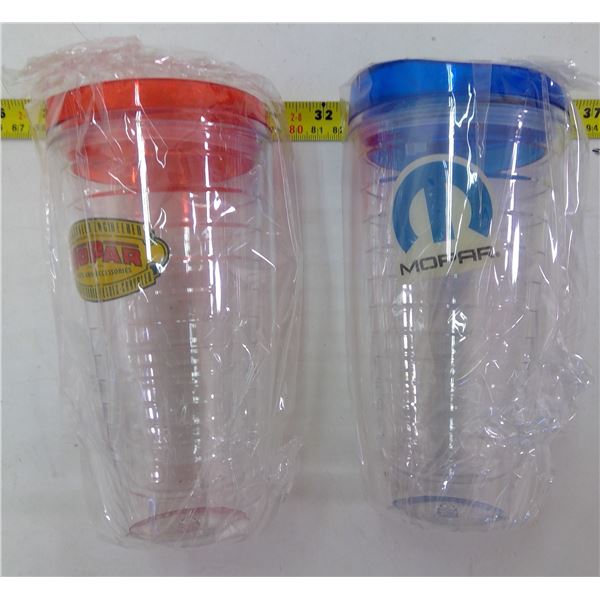 Set of 2 - Mopar Plastic Drink Tumblers with Lids