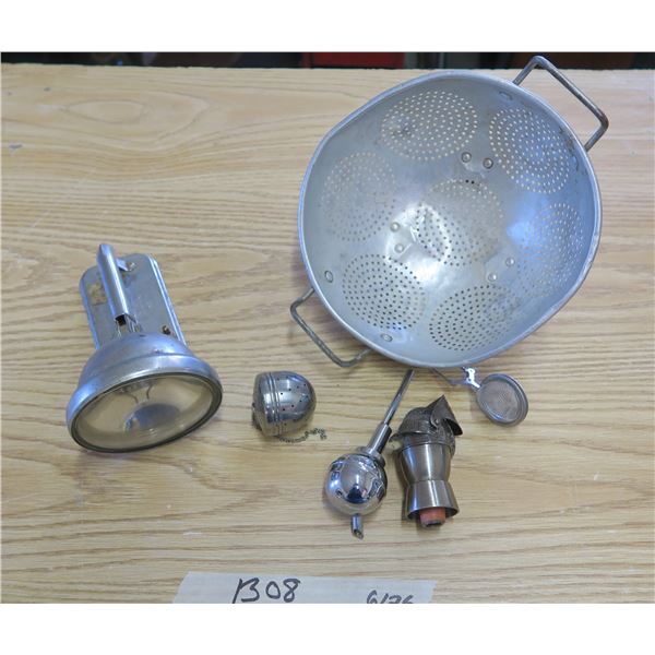 Flashlight Lamp Piece, Metal Strainer and other kitchen Items