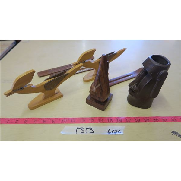 Wood Decorations and Insense Holder - 7 Piece