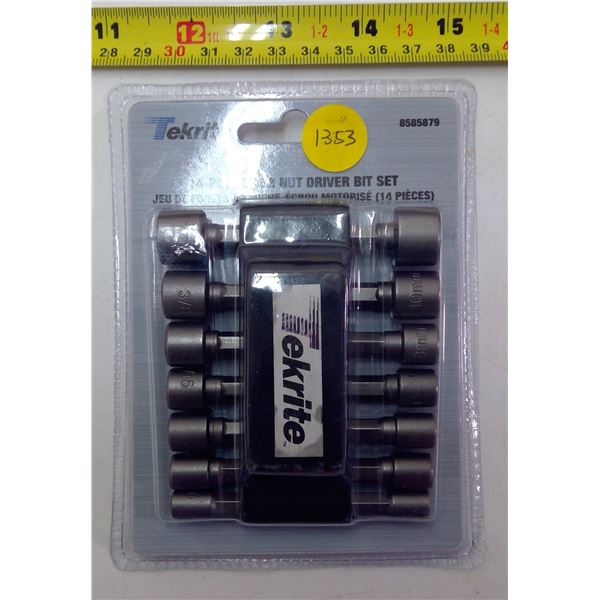 NEW Tekrite 14 piece Power Nut Driver Bit Set