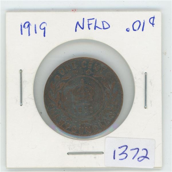 1919 NFLD 1 Cent Coin