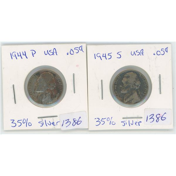 1944? & 1945 USA 5 Cent Coins