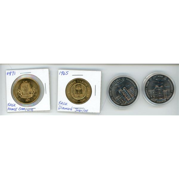 Lot of 4 Sask. & Royal Canadian Mint Tokens