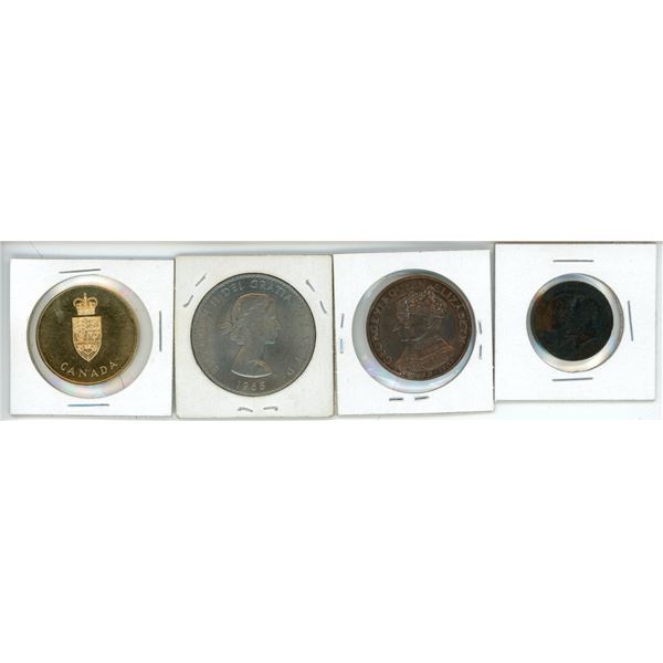 Lot of 4 Canadian School Tokens: 1927/37/65/67