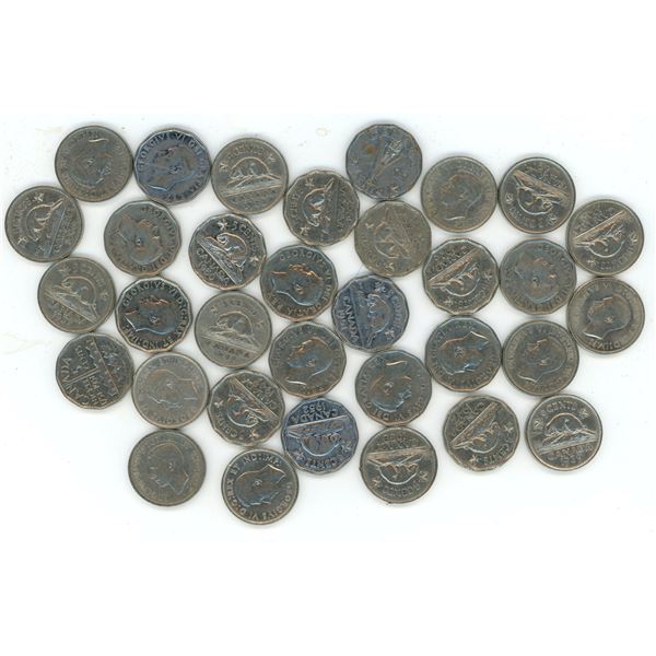 Lot of 33 1937 - 1952 CDN 5 Cent pcs.