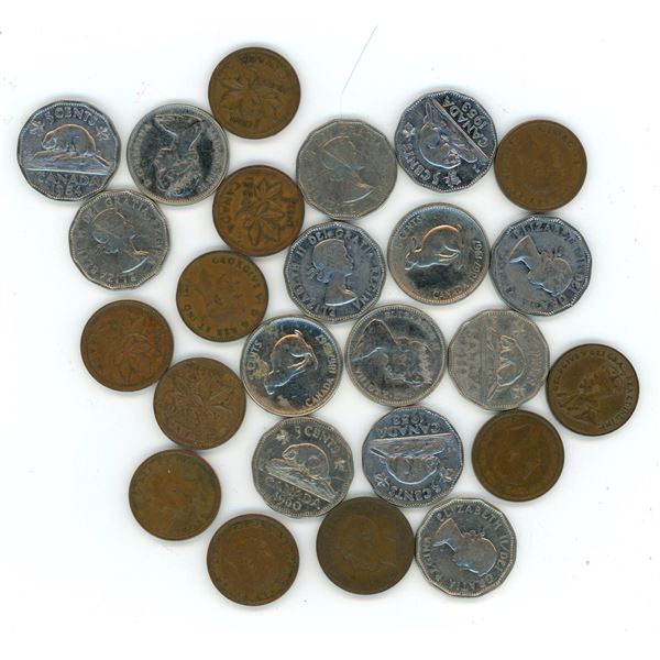 various CDN 1 and 5 cent