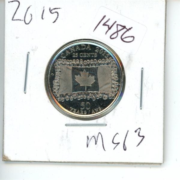 2015 Canadian 25 Cent Commemorative Coin - 50 Years Flag
