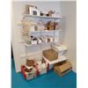 Image 1 : CONTENTS OF SHIPPING CORNER INCLUDING 3 TIER ADJUSTABLE SHELF, 3 PAPER ROLL DISPENSERS WITH PAPER,