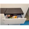 Image 2 : WHITE / DARK WOOD 5 DRAWER 24"W X 16"D X 51"H OFFICE STORAGE CABINET WITH ART SUPPLY CONTENTS