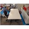 Image 2 : CONTENTS OF SHIPPING OFFICE INCLUDING WHITE DESK 59"W X 30"D X 29"H, 2 DOOR GLASS FRONT STORAGE