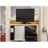 Image 2 : WHITE 7 TIER WOODEN STORAGE SHELF WITH ASSORTED HAND TOOLS, OFFICE SUPPLIES & 2 FLOOR LAMPS