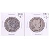 Image 1 : Lot of (2) 1911-D Barber Half Dollar Coins