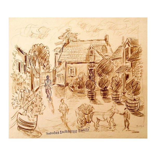 Ensrud "Entrance to Domaine de la Romanee-Conti, Burgundy" Original Pastel on Paper