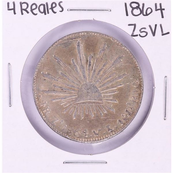 1864 ZsVL Mexico 4 Reales Silver Coin