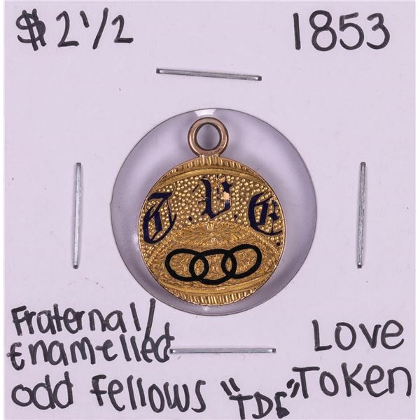 1853 $2 1/2 Liberty Head Quarter Eagle Gold Coin Fraternal Knights Love Token Pendant
