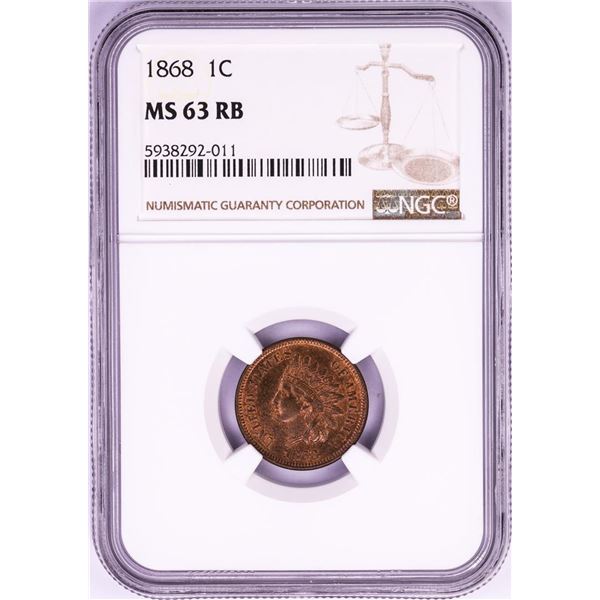1868 Indian Head Cent Coin NGC MS63RB