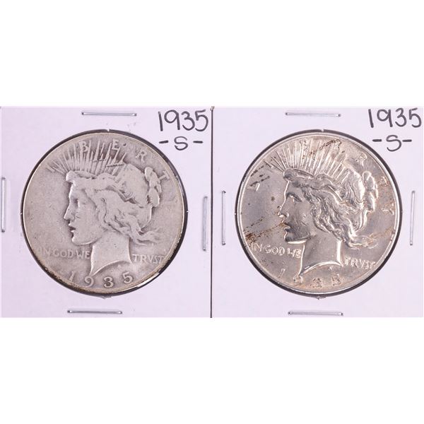Lot of (2) 1935-S $1 Peace Silver Dollar Coins