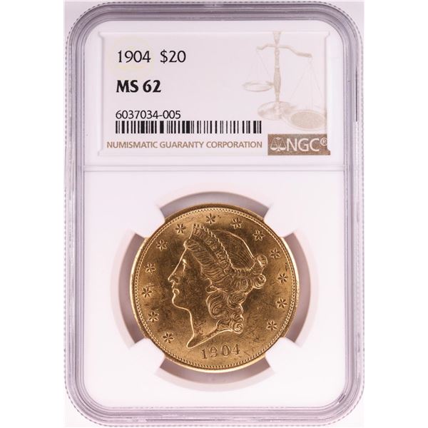 1904 $20 Liberty Head Double Eagle Gold Coin NGC MS62
