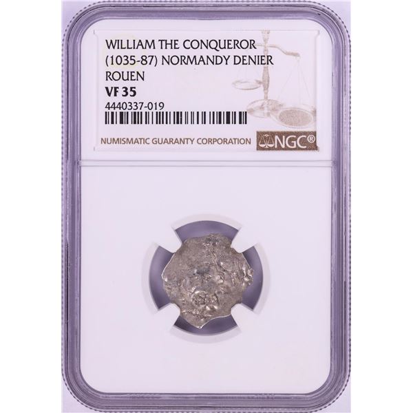 1035-87 William The Conqueror Normandy Rouen Denier Coin NGC VF35