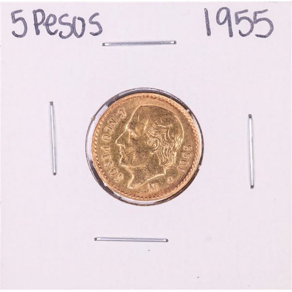 1955 Mexico Cinco Pesos Gold Coin