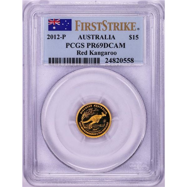 2012-P $15 Australia Red Kangaroo Proof Gold Coin PCGS PR69DCAM First Strike