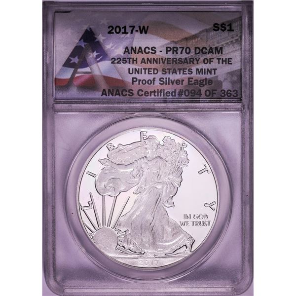 2017-W $1 Proof American Silver Eagle Coin ANACS PR70DCAM