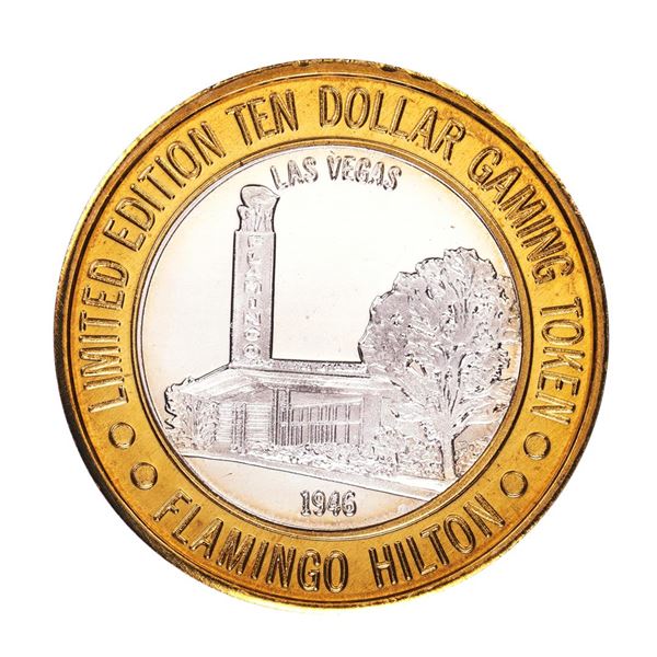 .999 Silver Flamingo Hilton Las Vegas, Nevada $10 Casino Limited Edition Gaming Token