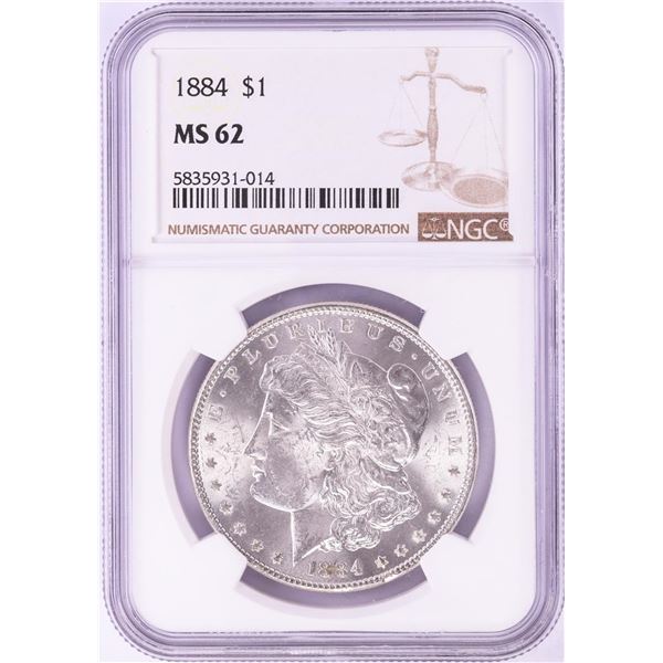 1884 $1 Morgan Silver Dollar Coin NGC MS62