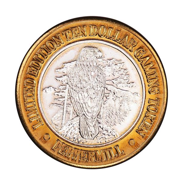 .999 Silver Peppermill Hotel Casino Reno, NV $10 Casino Limited Edition Gaming Token
