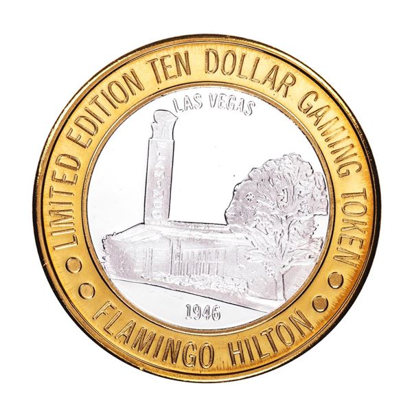 .999 Silver Flamingo Hilton Las Vegas, Nevada $10 Casino Limited Edition Gaming Token