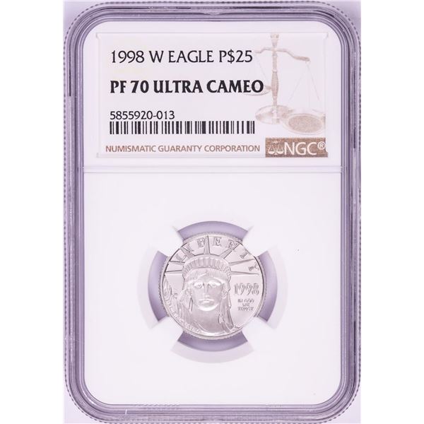 1998-W $25 Proof American Platinum Eagle Coin PCGS PF70 Ultra Cameo