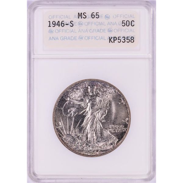 1946-S Walking Liberty Half Dollar Coin ANA MS65