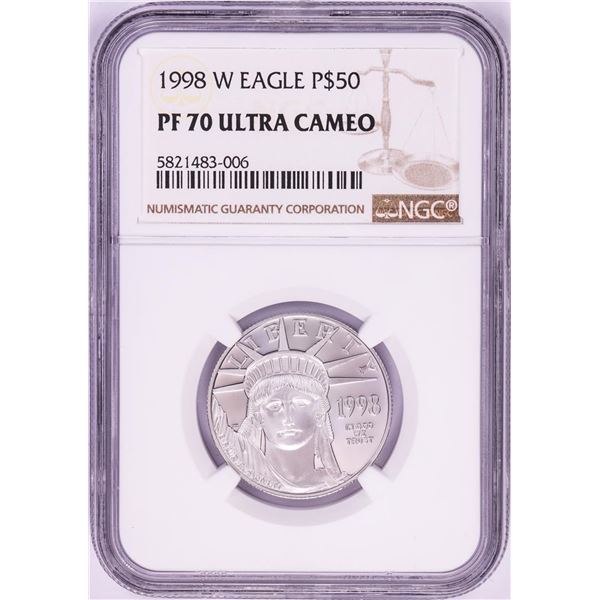 1998-W $50 Proof American Platinum Eagle Coin PCGS PF70 Ultra Cameo