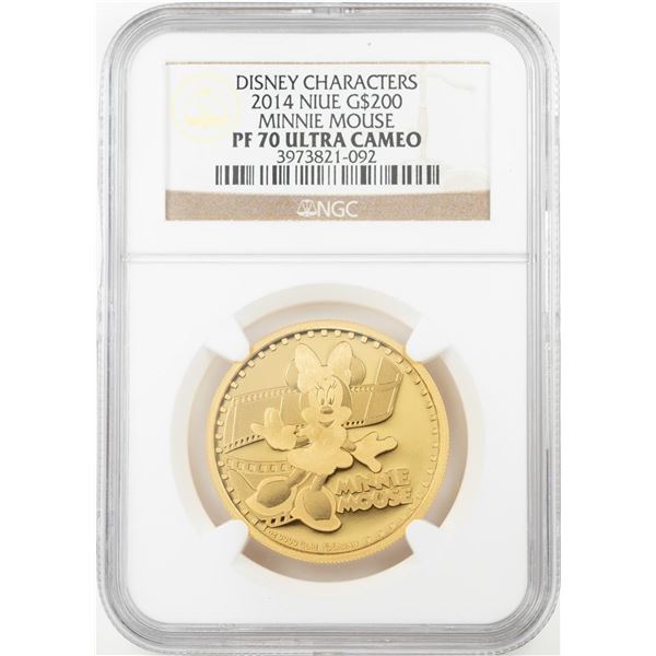 2014 $200 Proof Niue Disney Minnie Mouse Gold Coin NGC PF70 Ultra Cameo