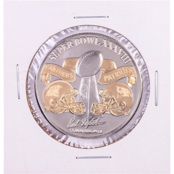 2006 Superbowl XXXVIII Panthers Patriots Official Game .999 Fine Silver Medal