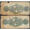 Image 2 : Lot of (2) 1863 $5 The State of Louisiana Baton Rouge, LA Obsolete Banknotes
