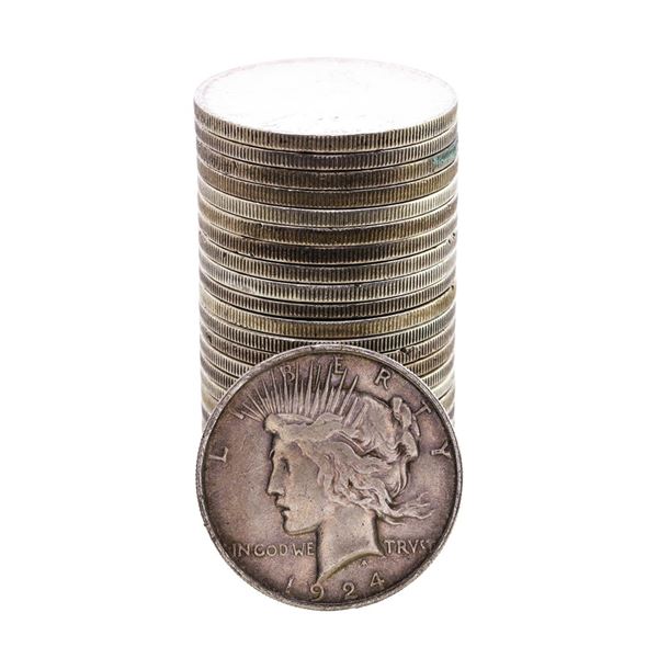 Lot of (25) $1 Peace Silver Dollar Coins