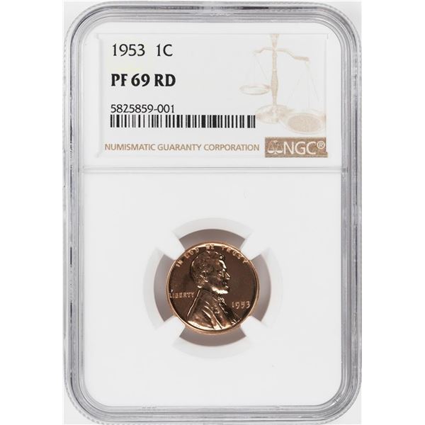 1953 Proof Lincoln Wheat Cent Coin NGC PF69RD