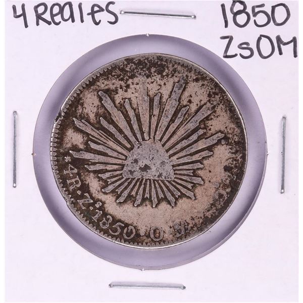 1850 ZsOM Mexico 4 Reales Silver Coin