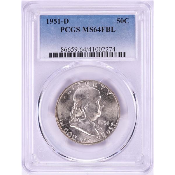 1951-D Franklin Half Dollar Coin PCGS MS64FBL