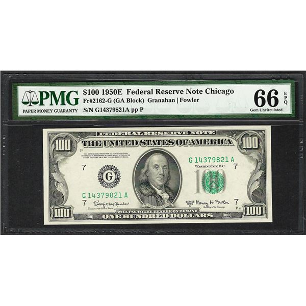 1950E $100 Federal Reserve Note Chicago Fr.2162-G PMG Gem Uncirculated 66EPQ