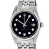 Image 3 : Rolex Mens Stainless Steel Black Diamond Oyster Perpetual Datejust Wristwatch