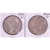 Image 1 : Lot of 1923-S & 1924-S $1 Peace Silver Dollar Coins