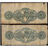 Image 2 : Lot of (2) 1863 $5 The State of Louisiana Baton Rouge, LA Obsolete Banknotes