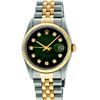 Image 2 : Rolex Men's Two Tone Green Vignette Diamond Datejust Oyster Perpetual Wristwatch